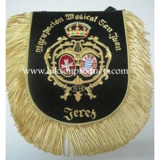 Hand embroidered band flags with golden fringe